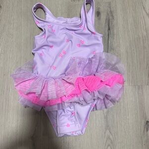 Cat & Jack Lavender Swimsuit with Pink Hearts